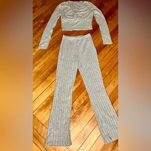 SHEIN grey ribbed matching set
